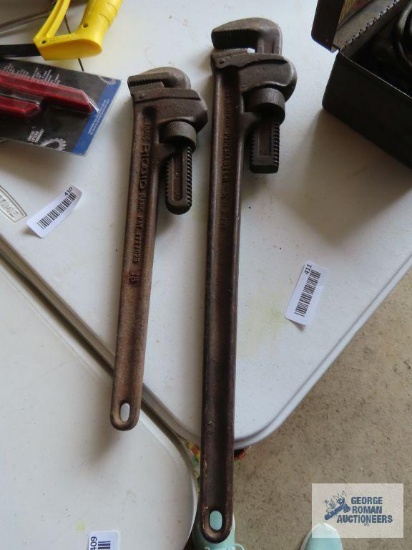 Ridgid 18 inch and Pipe Master 24 inch pipe wrenches