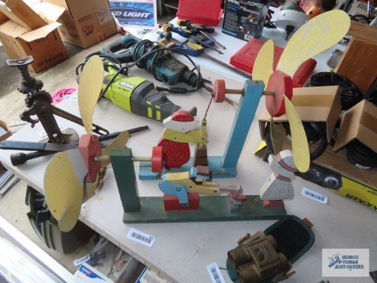 Wooden moving windmill style decorations
