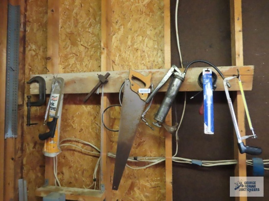 Heavy duty C clamp, grease gun, hand saws, etc