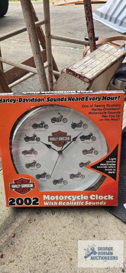2002 Harley Davidson motorcycle clock, new in box