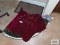 Christmas tree skirt, Christmas stockings and snowflake decorations