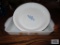 Fire King wheat motif baking dish and Corning blue corn flower pie pan