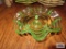 Green depression glass footed dish