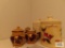 Casa Vero grape pattern creamer, sugar, salt and pepper shakers and other ceramic canisters.