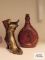 Leather wine decanter made in Brazil and metal shoe decoration.