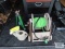 Ames garden hose reel with hose, watering can, Ironite plus, and tripod sprinkler