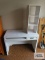 White painted desk with extra shelving unit