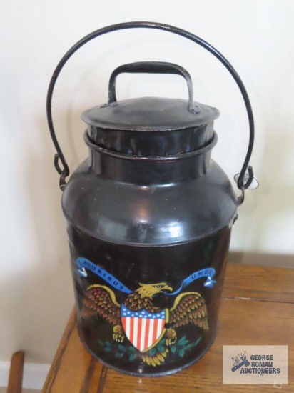 8 quart milk can with eagle motif