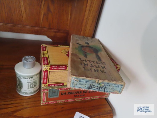 Cigar boxes, Cataraugus Cutlery Co. box, etc