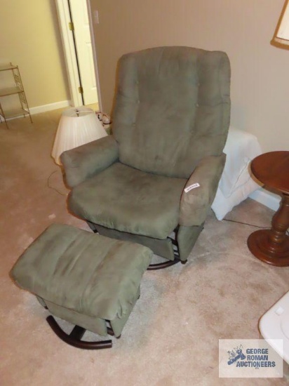 Reclining glider chair with footstool
