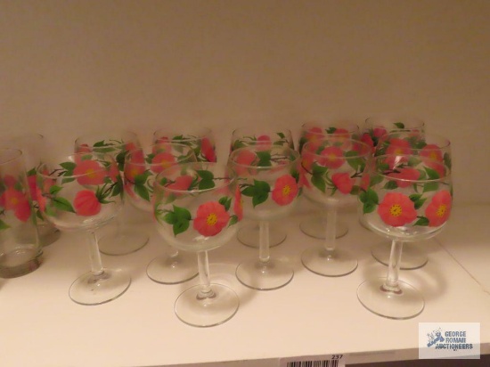 Twelve Franciscan, Desert Rose pattern stemware