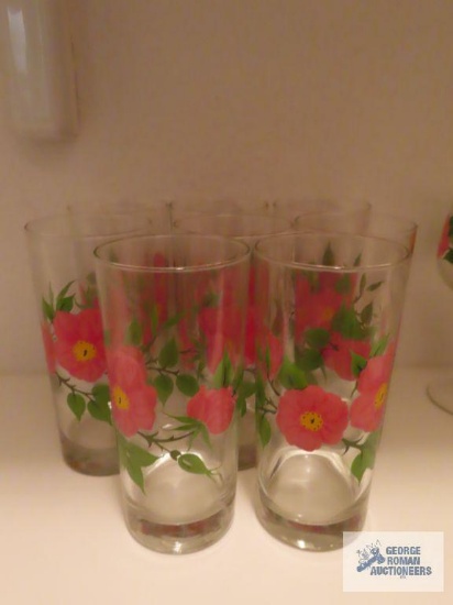 Eight Franciscan, Desert Rose pattern glasses