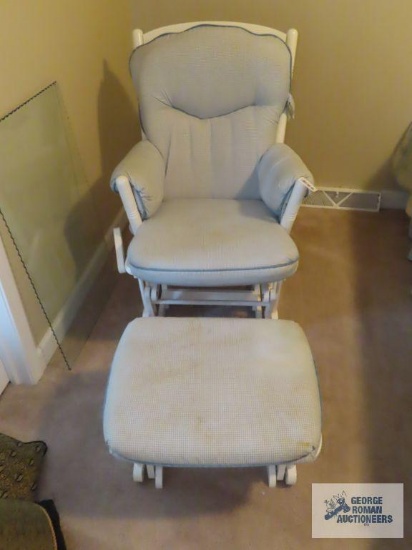 White glider rocker with footstool
