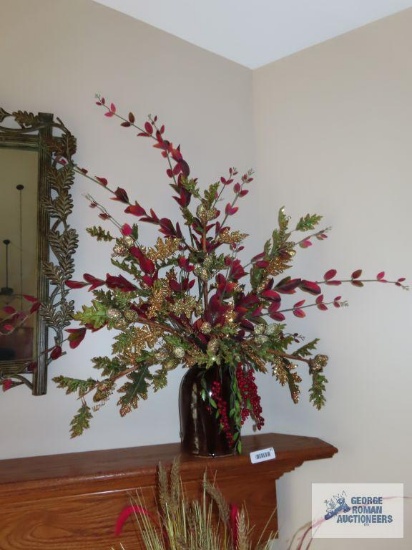 Brown jug crock with florals