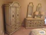 Dresser with double mirror, armoire, and nightstand on first floor. Bring help for loading! This is