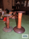 Two wood spools