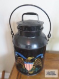 8 quart milk can with eagle motif