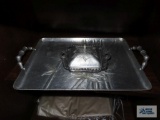 Hammered aluminum serving tray and condiment dish