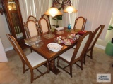 Burlington House table with eight chairs, two extra leaves, breakfront, and server. The breakfront