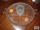 Glass handled vegetable tray with glass dipholder