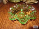 Green depression glass footed dish