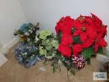 Floral centerpieces and poinsettia