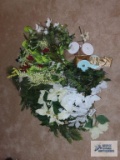 Variety of floral pieces and ribbon