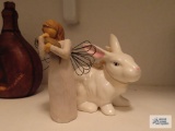 Willow Tree Angel of Friendship figurine and ceramic bunny.