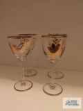 Gold floral painted stemware.
