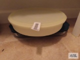 Pyrex baking dish with lid and tupperware container