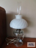 Antique Aladdin model B electrified oil lamp with original shade