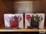 Mikasa skyline red and skyline green votive candle holders