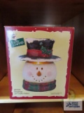 Rustic snowman jar candle holder
