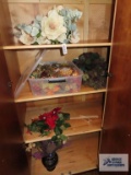Ceramic vase with florals and other floral decorating pieces