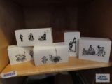 Department 56, Bringing Home the Yule Log, Holiday Travelers, Lamplighter Accessory Set, and two