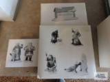 Department 56, Dickens' Village Sign, Santa and Mrs. Claus and Christmas Carol Spirits.