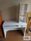 White painted desk with extra shelving unit