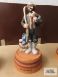 Emmett Kelly Jr Collection, Fisherman music box, approximately 7-1/2 inches tall
