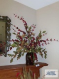 Brown jug crock with florals
