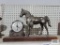Vintage metal horse clock