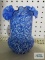 Blue art glass fluted vase