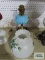 Candes Co. electrified oil lamp parts and mismatched hand-painted shade