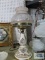 Porcelain lamp with glass floral shade