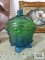 Blue and green glass footed candy dish