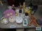 Variety of figurines, porcelain light switch cover and plug cover, potpourri holders, and etc