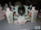 Ceramic vases and ceramic wheelbarrow planter