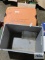 Heavy duty gray handled tote and tote with orange lid