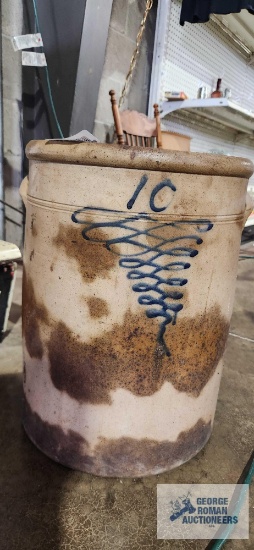 No. 10 crock with blue writing