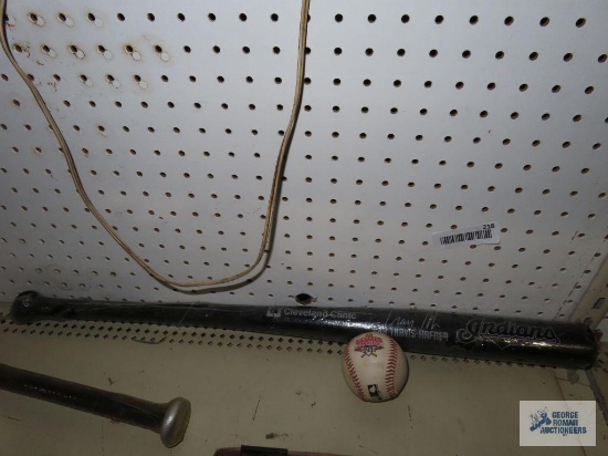 Cleveland Indians baseball bat and baseball