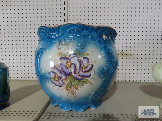 Antique O. C. C. C. Limoges porcelain planter. has various paint chips.